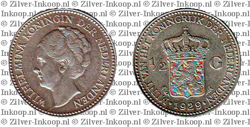 Zilveren Halve Gulden Wilhelmina